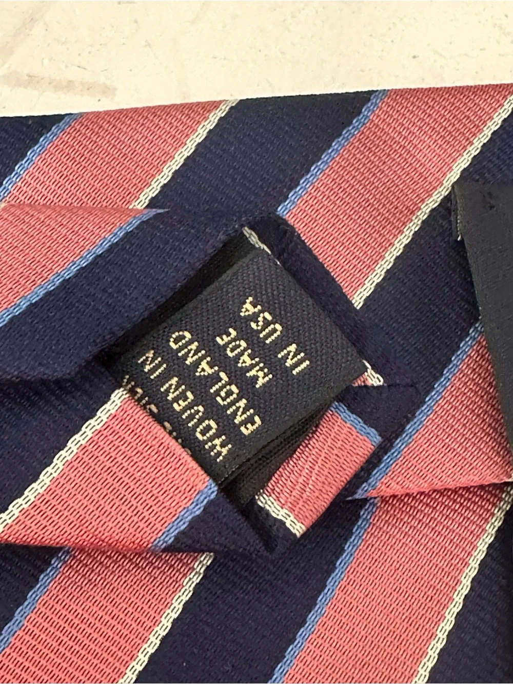 BROOKS BROTHERS PINK NAVY STRIPED SILK TIE CLASSIC LENGTH